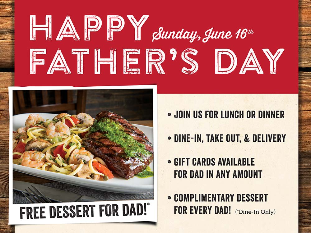 Free Dessert for Dad on Father's Day Smoky Mountain Pizzeria Grill